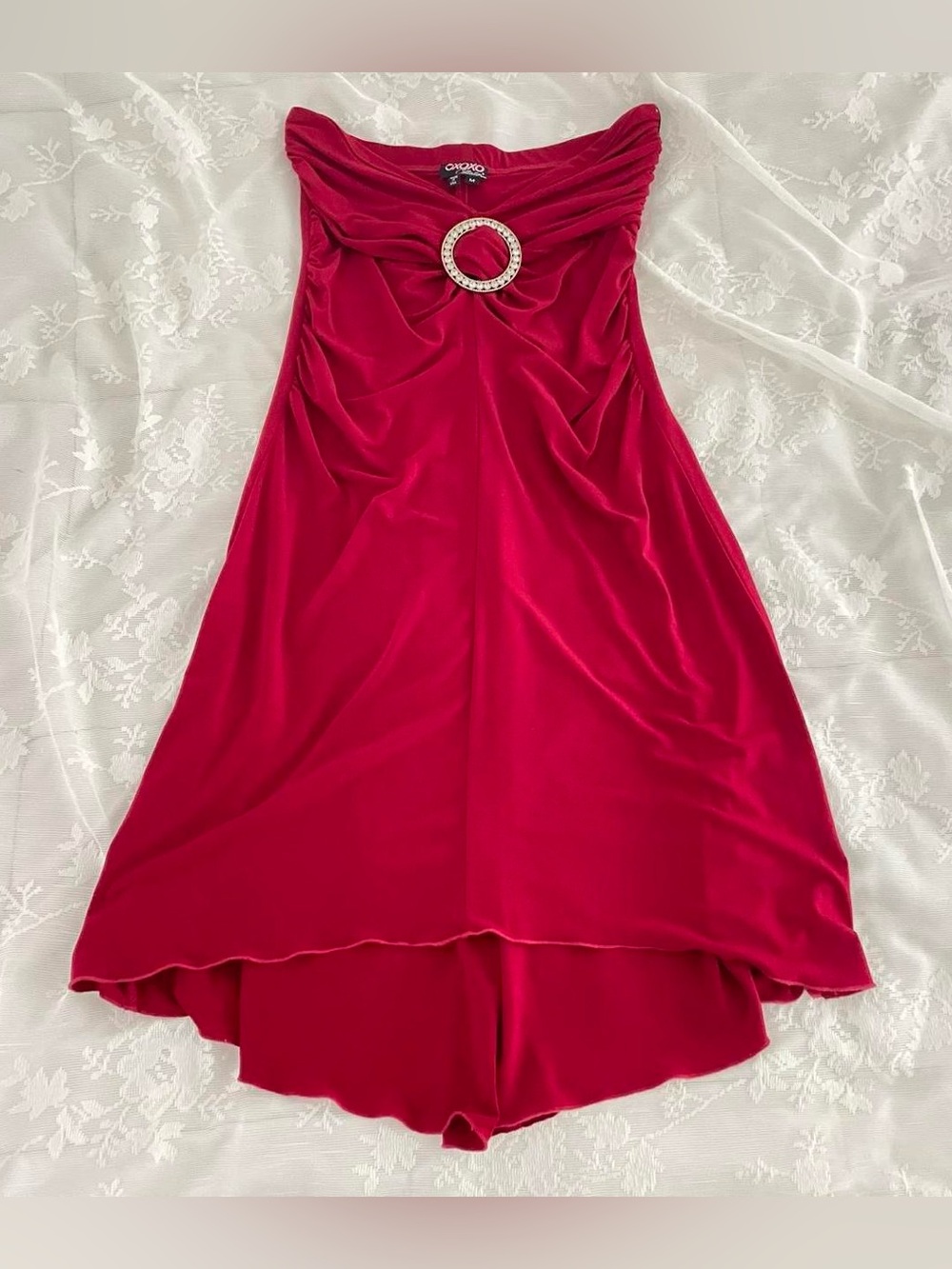 red y2k party dress